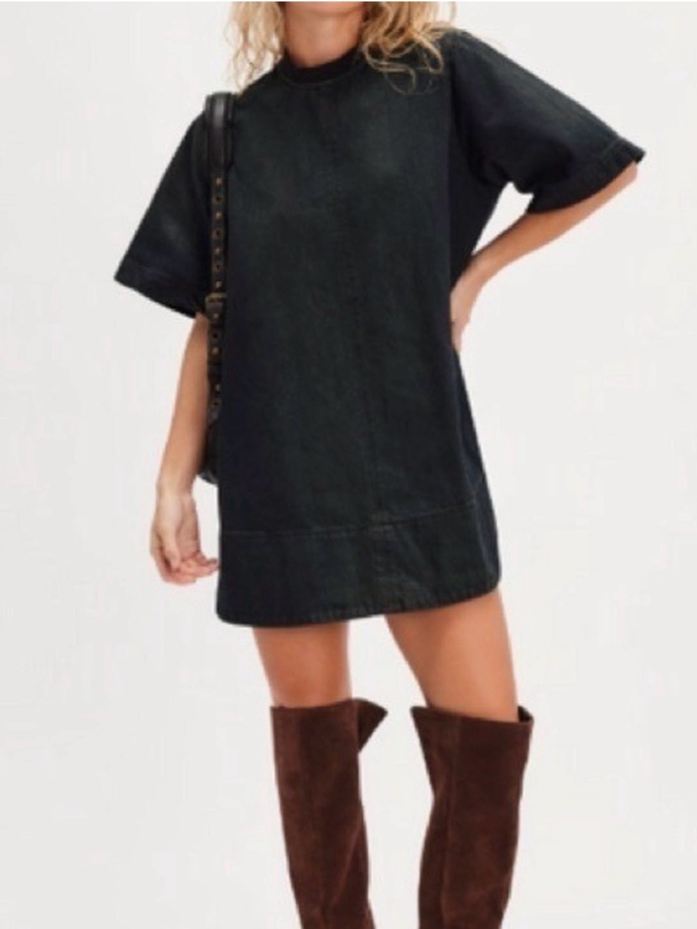 Harlow Free People Sleeve Shift Dress - Women's black washed jean